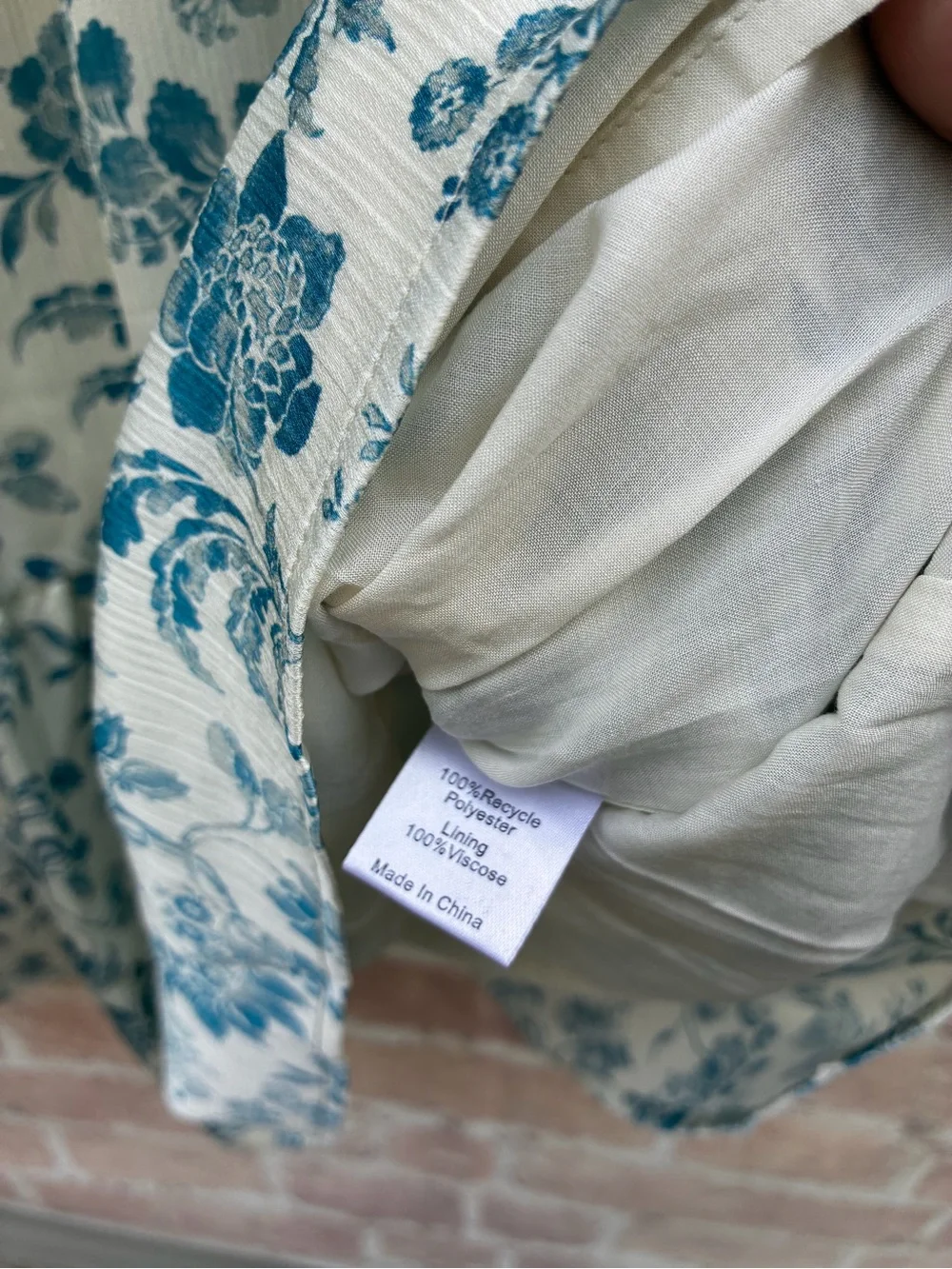 Tuckernuck size L Blue Floral Ruffle Neck satin Tiered mini Dress